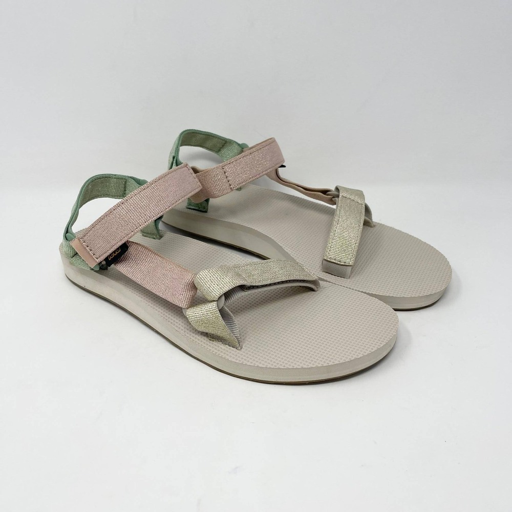 Teva Original Universal Metallic Sandal Womens 9 Pastel Pink/Green/Gold Shimmer